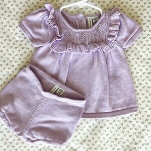 Janie and Jack Lavender Knit Bloomer Set